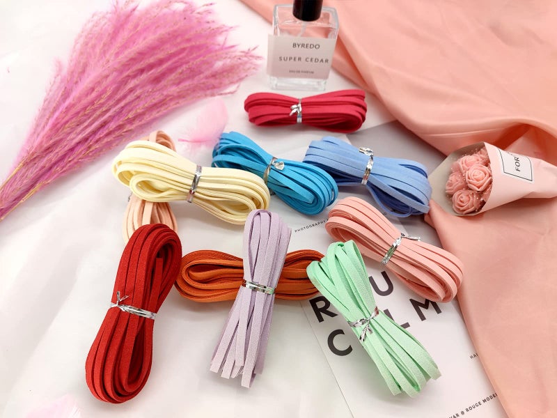 PAMIR TONG Faux Suede Leather Cord String for Jewerly Making 5mm 100 Yards Assorted Color Bracelet String Flat Thin Leather Lace Thread for Necklace-Chocker & DIY Projects - Image 3